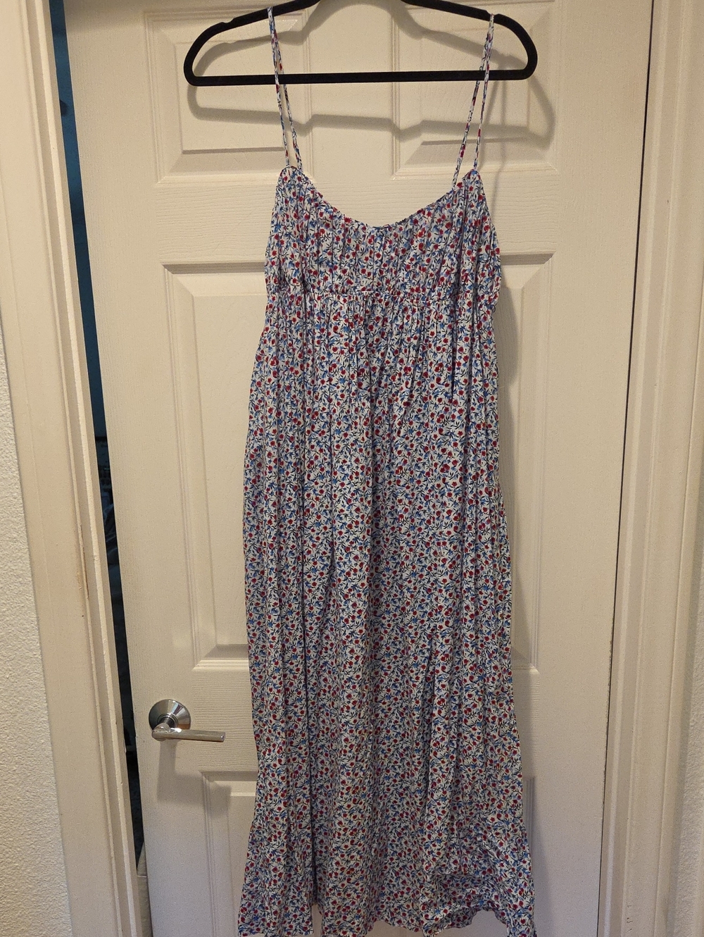 J. Crew Light Blue Floral Midi Slip Dress
